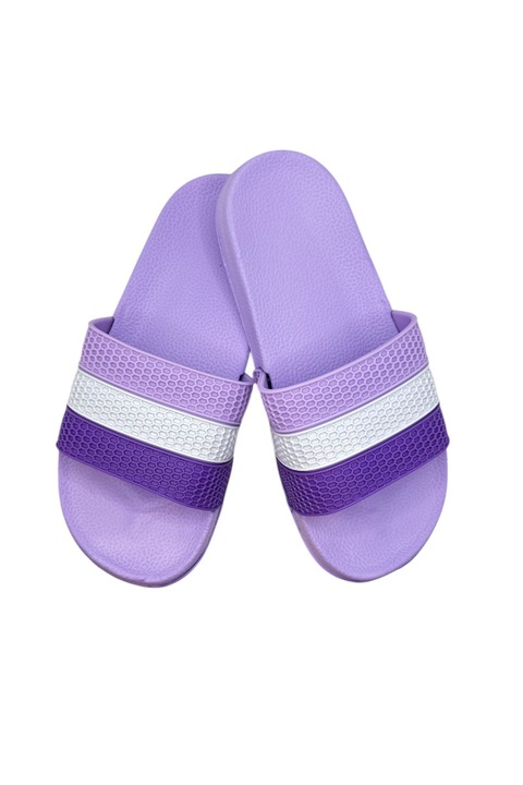 Papuci de plaja pentru dama, Tecos®, bareta in 3 culori, talpa din PVC moale, 2406, Mov, 41