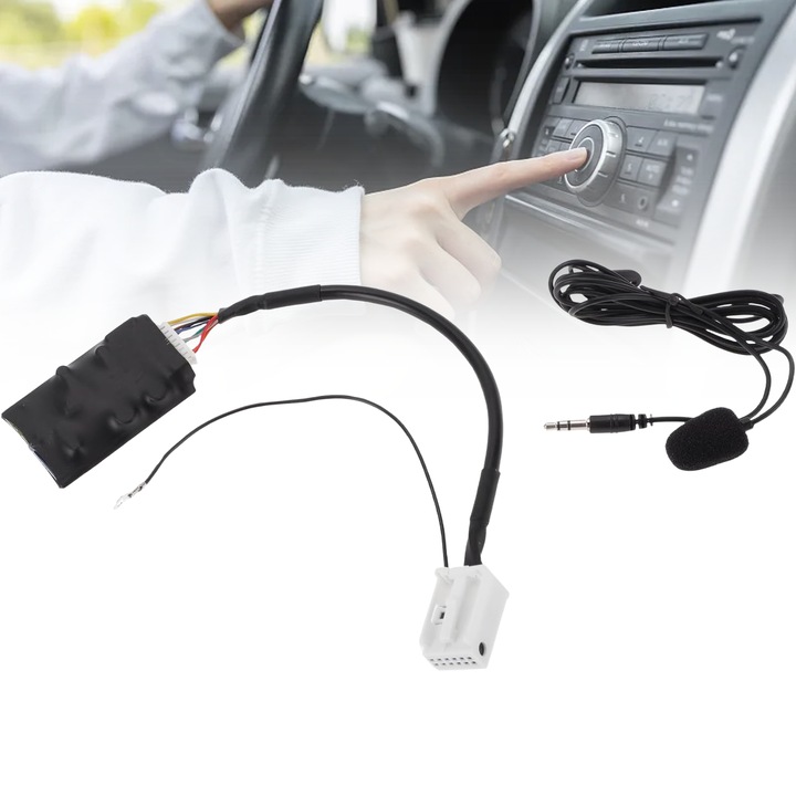 Bluetooth Audio 5.0 multimédia adapter modul, Estanny, Autó, VAG kompatibilis, Plug & Play, MP3, AUX IN, Mikrofon, Kihangosító, Kompatibilis Volkswagen, Skoda, Audi, Seat autókkal, 12V DC, CD minőségű hangzás, Fekete