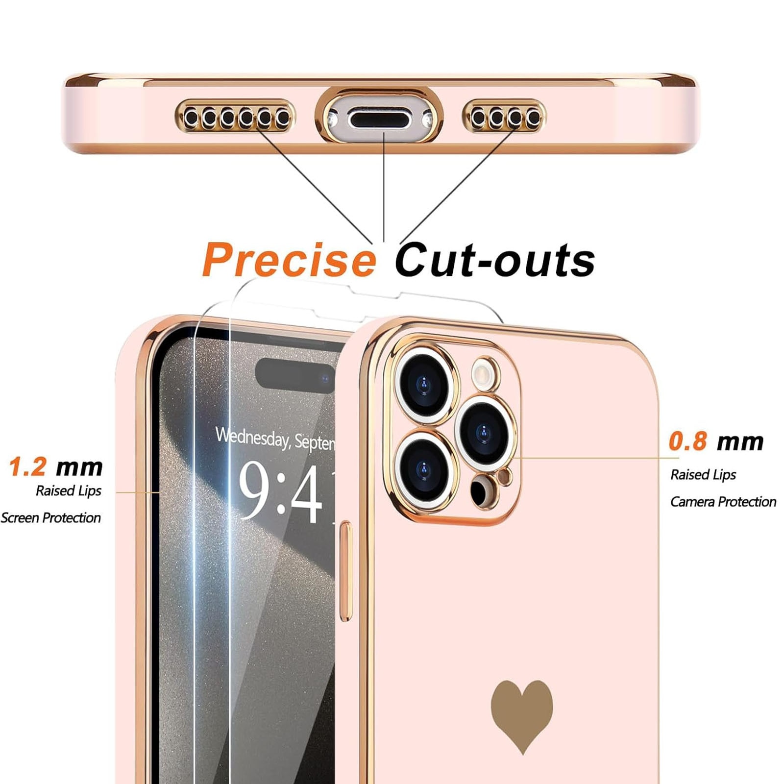 Husa telefon compatibila iPhone 16 plus, Hggzeg, Husa protectie, Antizgarieturi si rezistent la socuri, Margini ridicate pentru protectia ecranului, Protectie Camera, Usor de instalat, TPU, Roz