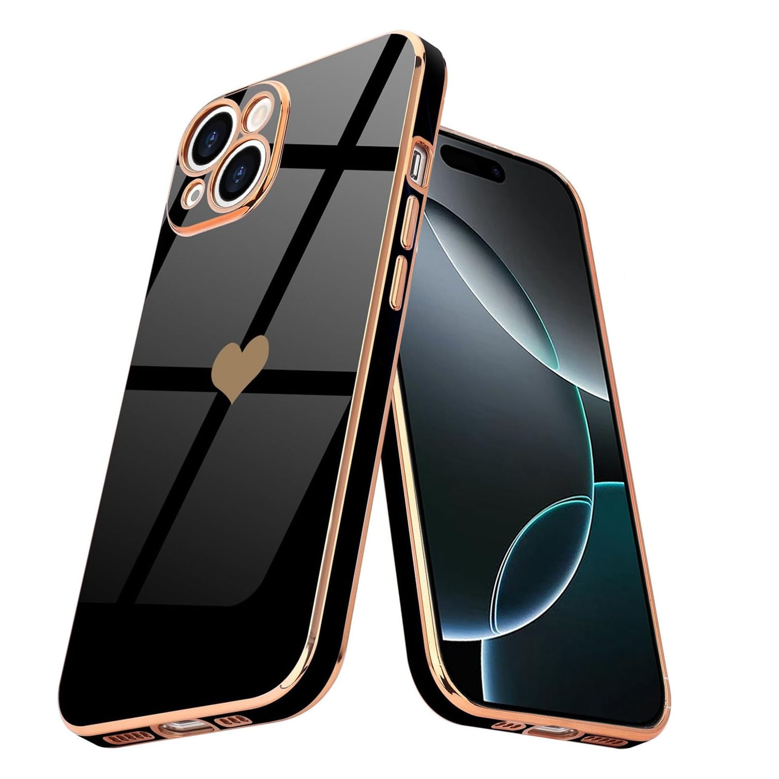 Husa telefon compatibila iPhone 15, Hggzeg, Husa protectie, Antizgarieturi si rezistent la socuri, Margini ridicate pentru protectia ecranului, Protectie Camera, Usor de instalat, TPU, Negru