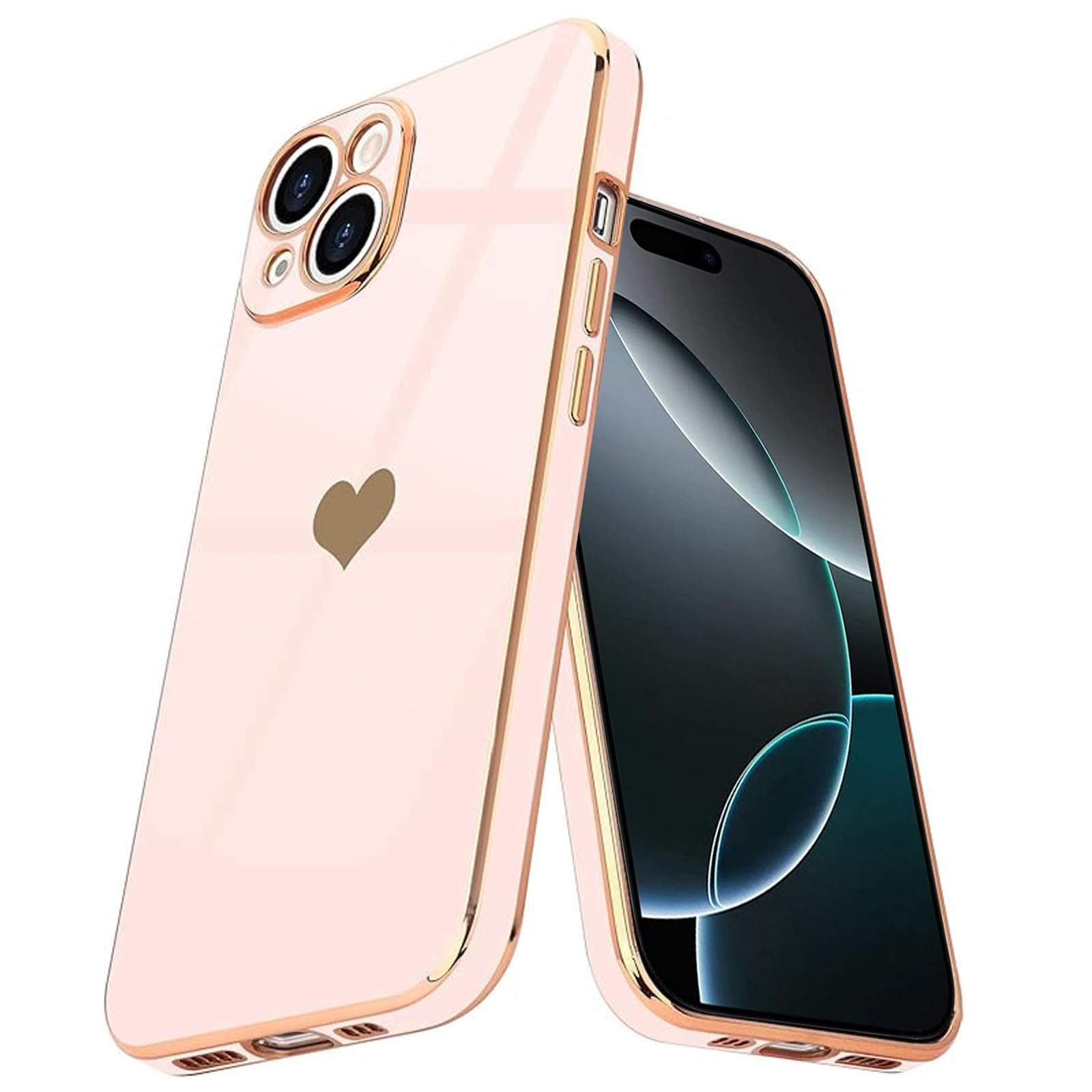 Husa telefon compatibila iPhone 15plus, Hggzeg, Husa protectie, Antizgarieturi si rezistent la socuri, Margini ridicate pentru protectia ecranului, Protectie Camera, Usor de instalat, TPU, Roz