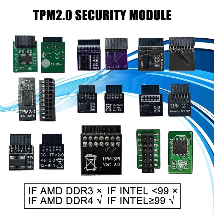 Modul securitate TPM2.0, 12 pini, compatibil placi de baza, negru, 12x2cm