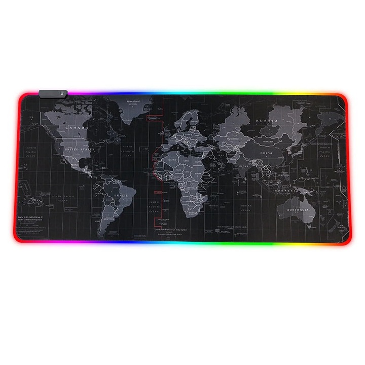 Mousepad gaming YANYXR RGB, extra mare, negru, 90x40x0.4cm