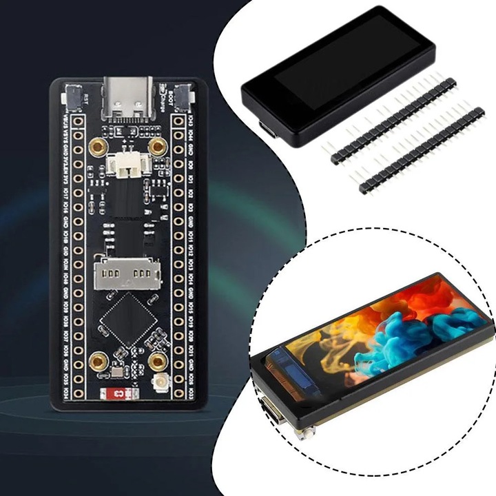 ESP32-S3 fejlesztőmodul, 1,91 hüvelykes AMOLED kijelző, 6 tengelyes érzékelő, Micro SD kártyahely, USB Type-C csatlakozó