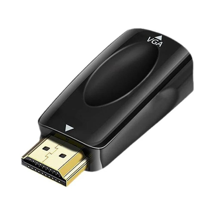 HDMI към VGA адаптер с аудио, 1 3.5 мм кабел, черен