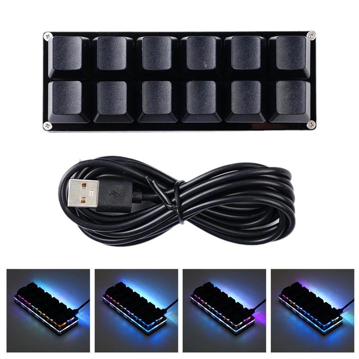 Tastatura mecanica YANYXR 12 taste programabila neagra compacta