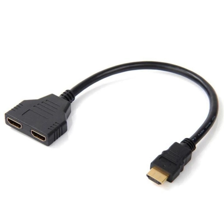 Adapter elosztó HDMI 4K YANYXR 0.3m 1x2, fekete