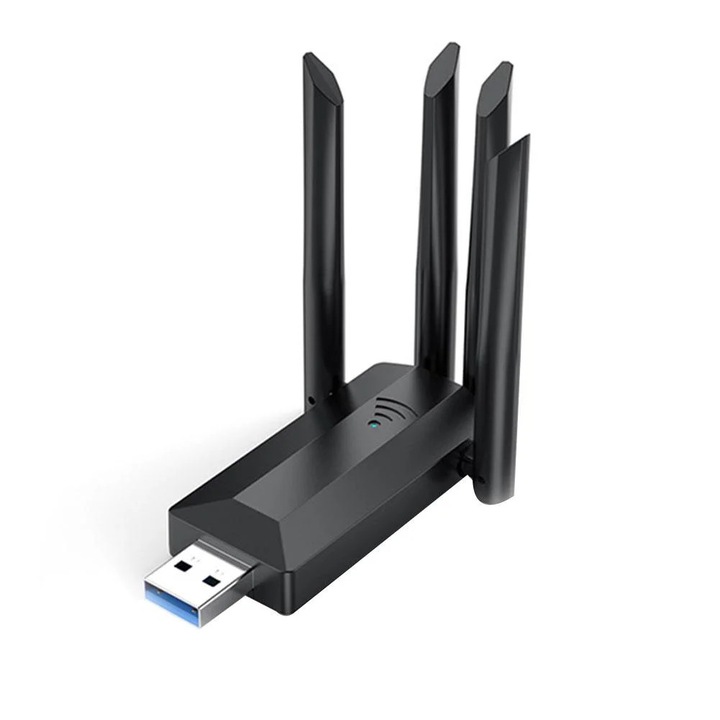 YANYXR 1200M kétsávos USB vezeték nélküli hálózati kártya négy antennával 27x80x71mm