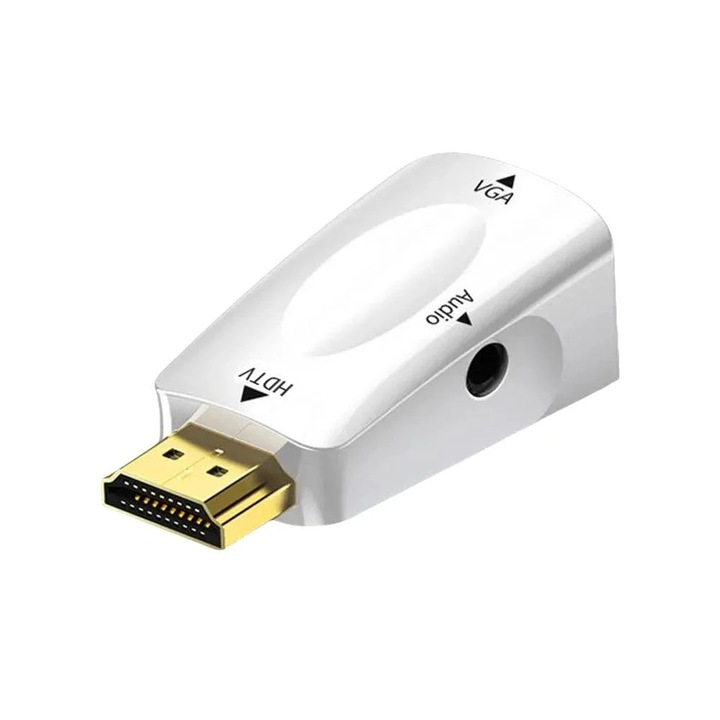 Адаптер кабел HDMI към VGA YANYXR бял с аудио 1080P