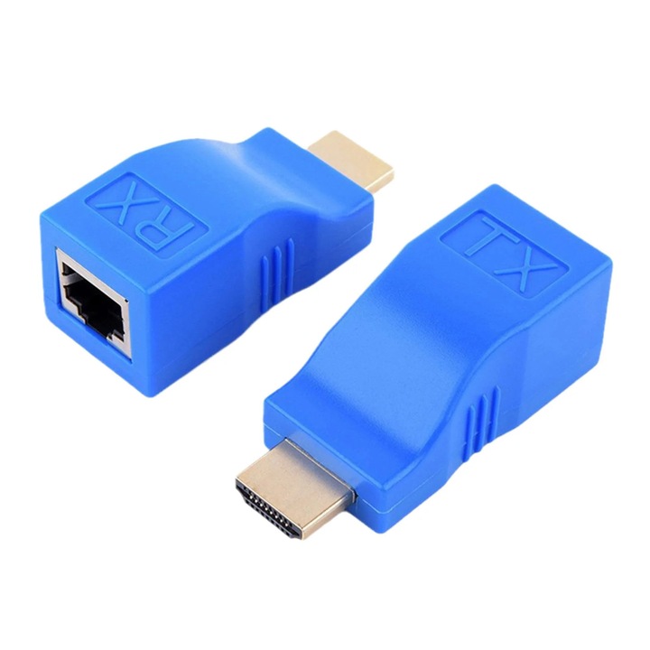 2 db HDMI-RJ45 adapter készlet YANYXR fekete 48x23x20mm plug and play