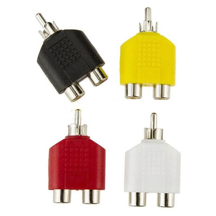 4 db RCA Y elosztó adapter készlet YANYXR fekete fehér sárga piros