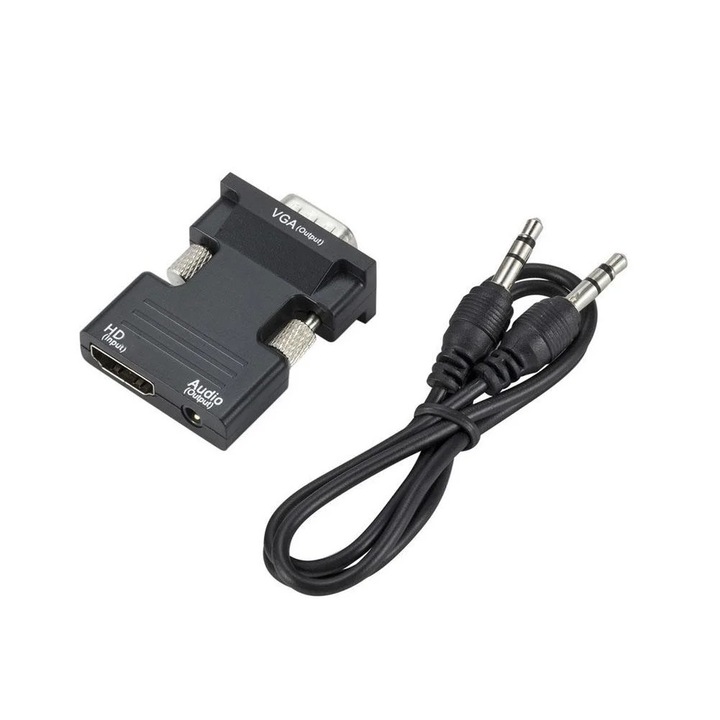 Адаптер аудио-видео YANYXR HDMI към VGA черен компактен