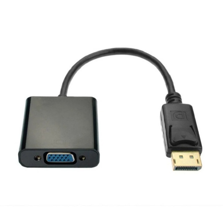 YANYXR DisplayPort–VGA adapter, fekete, 15cm, 1080P