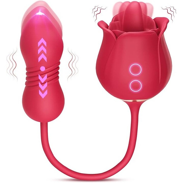 Vibrator pentru femei, dildo cu control al suptului si impulsurilor, 10 moduri de supt, silicon medical, rezistent la apa, 15x12cm