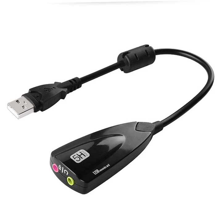 Placa de sunet externa USB YANYXR K9X4, 7.1 surround, negru, compacta