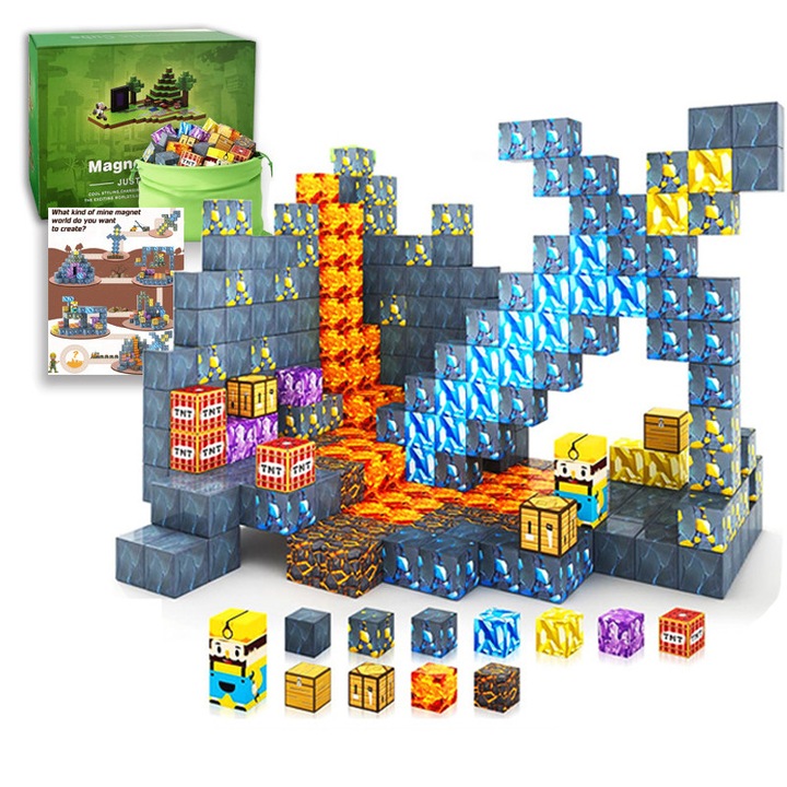 Jucarii bloc de constructie magnetice, FomoX, construieste-mi lumea, sabie ascutita, jucarii esentiale pentru clasa prescolara, potrivite pentru baieti si fete peste 3 ani, jucarii Montessori