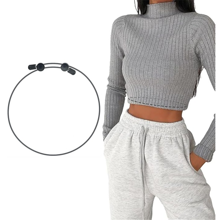 Állítható övre szerelhető eszköz, FomoX, derékra húzható ingekhez és pulóverekhez, Fekete, 150