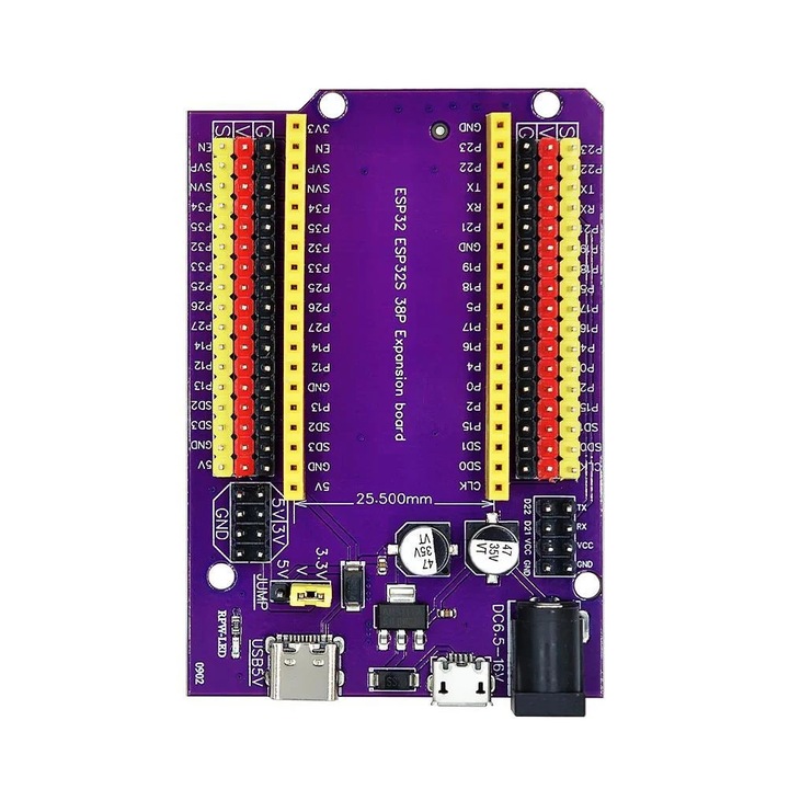 ESP32 38-пинова разширителна платка, Type-C интерфейс, разширена версия