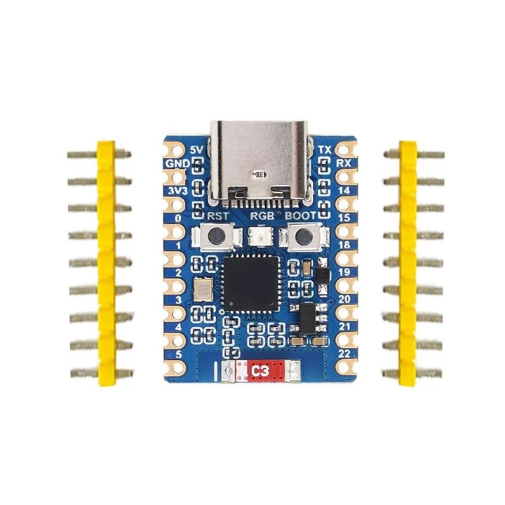 Развойна платка за микроконтролер ESP32-C6-Zero, 2.4GHz WiFi 6, Bluetooth 5, комплект от 2 броя