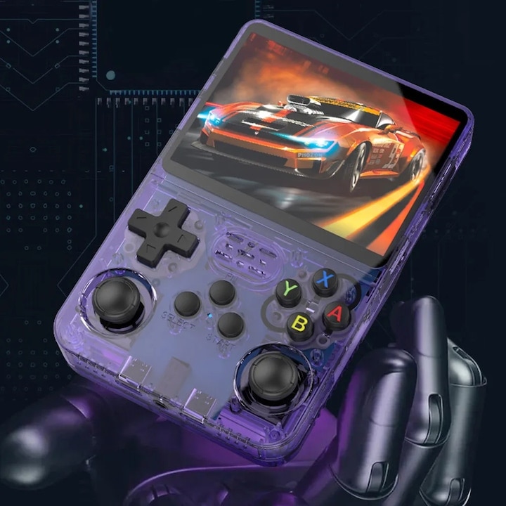 Consola Gaming portabila cu 15.000+ Jocuri Clasice, Arhatreya®, Ecran HD 3.5'', 64GB Stocare, Joystick-uri 3D, Multiplayer Wireless, Iesire Video/Audio, Design Compact si Performanta Maxima, Mov