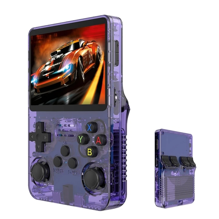 Consola Gaming portabila cu 15.000+ Jocuri Clasice, Arhatreya®, Ecran HD 3.5'', 64GB Stocare, Joystick-uri 3D, Multiplayer Wireless, Iesire Video/Audio, Design Compact si Performanta Maxima, Mov