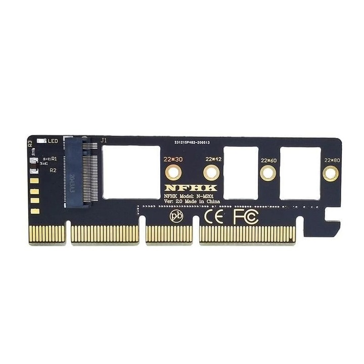 Adaptor SSD M.2 NVMe YANYXR PCIe 3.0 x16/x8/x4, suport 2230-2280, negru