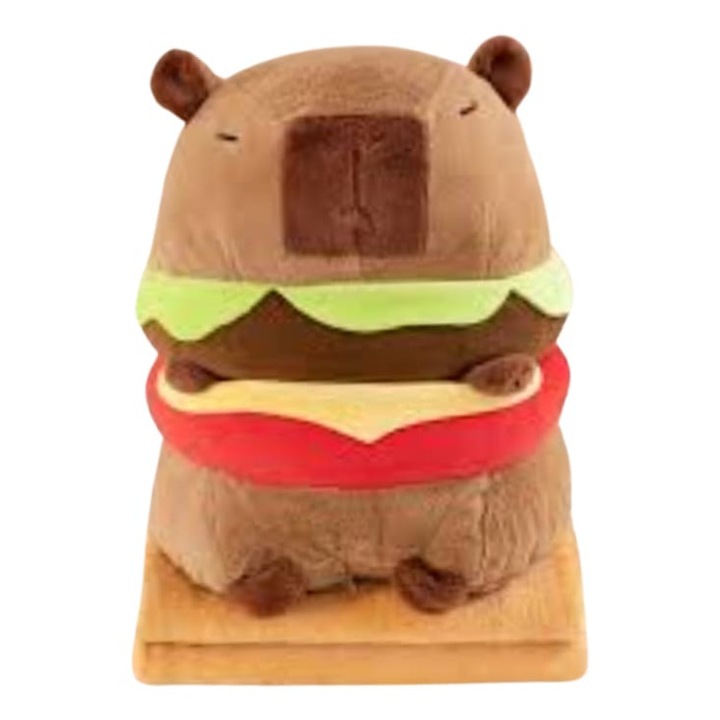 Jucarie de plus, Capibara Hamburger, cu patura, multicolor, MASHASHOP, 48 cm