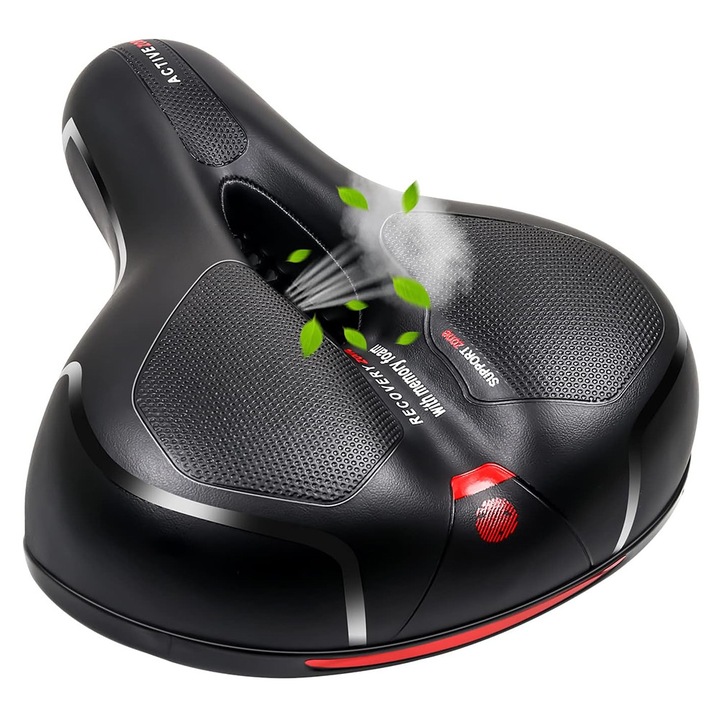 Седалка за велосипед, Autocise, удобна, двойно абсорбиране на удари, водоустойчива, 25x20x9 см, черна