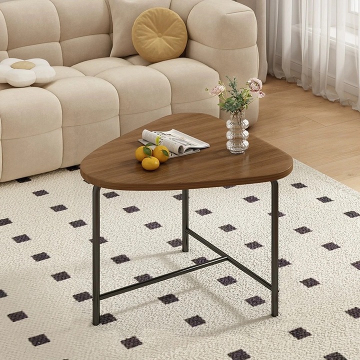 Холна маса, MDF плот, метална рамка, 64 x 52 x 51 cm, естествено с черно