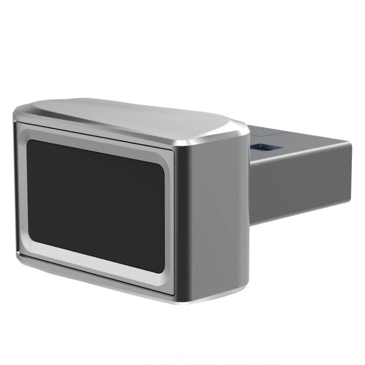 Dispozitiv Biometric cu Amprenta pentru PC TEQRO™- Smart ID, Autentificare Instantanee si Sigura: Timp de Raspuns de 0, 05 secunde, Senzor 360°, Compatibil Windows Hello, Metalic