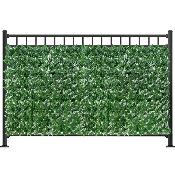 Оградно пано, изкуствено, с листа, размери 300х100см, за затваряне на балкони, тераси или други пространства, изработено от устойчиви материали, лесно за рязане, бърз монтаж, зелено