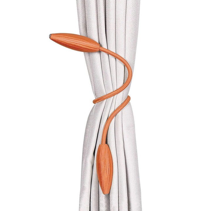 Set 2 curele perdea DIY, accesorii ajustabile, portocaliu