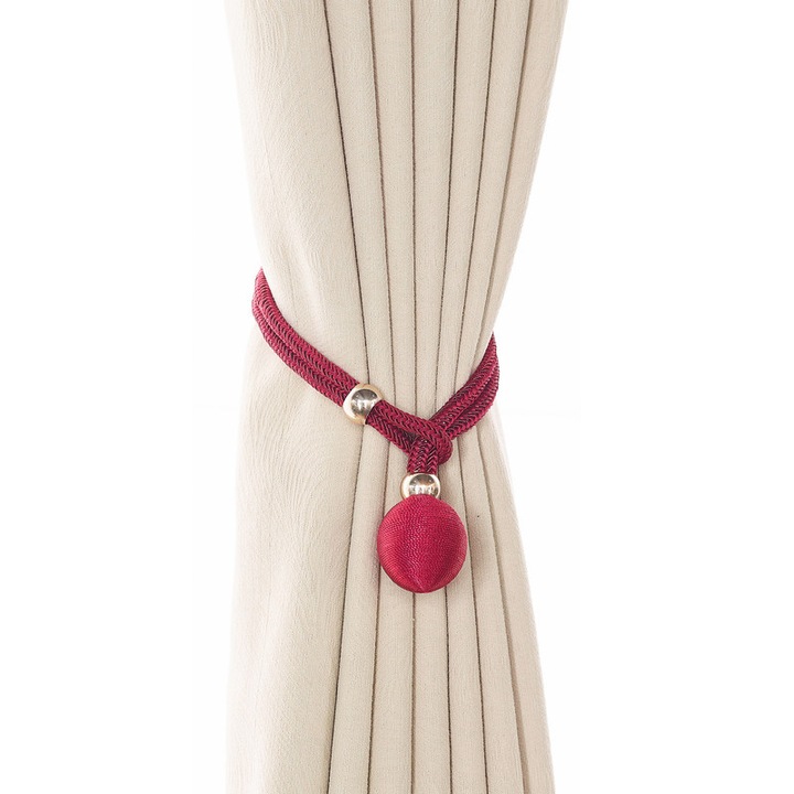 Set 2 accesorii perdele, curele decorative, visiniu