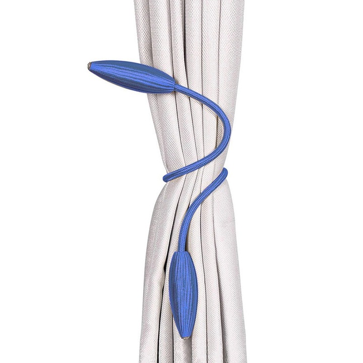 Set 2 curele perdea creative, ajustabile, din bumbac, fara necesitate de perforare sau instalare