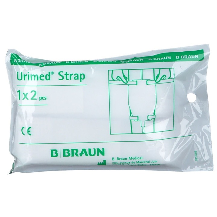 Benzi elastice BBraun URIMED®STRAP de fixare a pungilor de urina, compatibile cu pungile de picior Urimed Tribag, albe, set 2 bucati