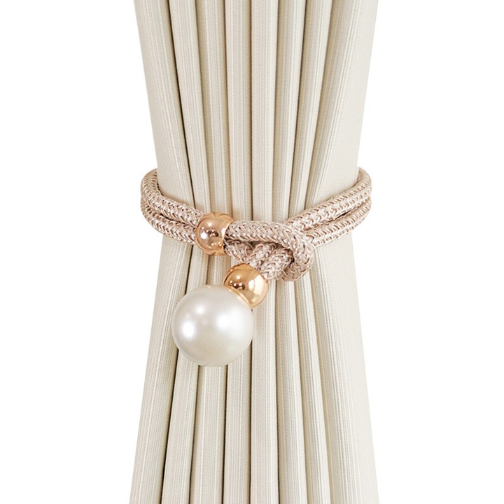 Set 2 curele perdea, accesorii ajustabile, bej