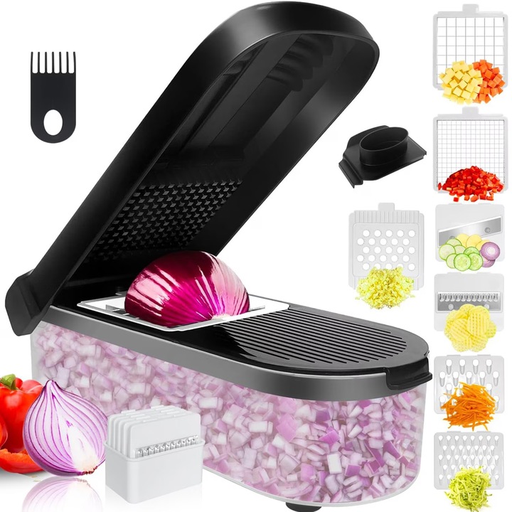 Feliator de legume multifunctional, BYONDSELF®, 7 in 1, lama din otel inoxidabil, pentru fructe si legume