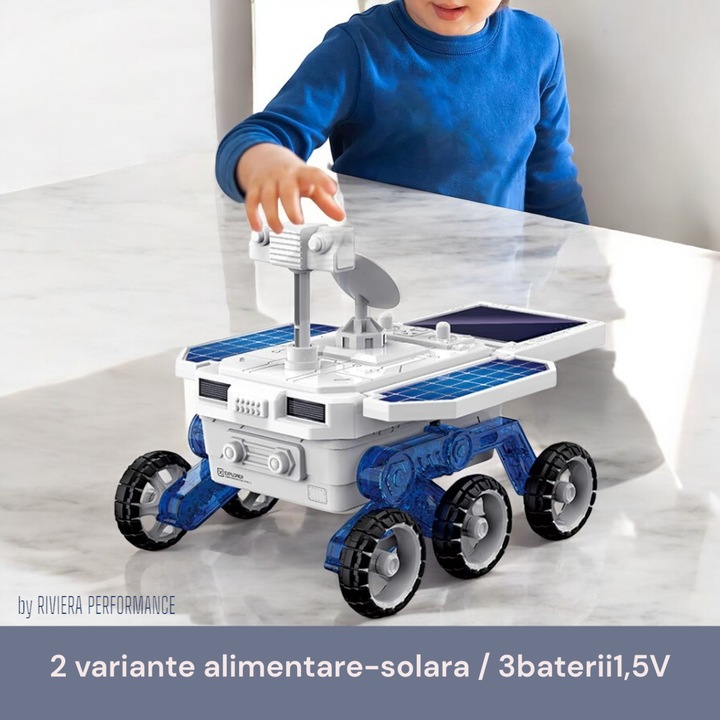 OEM Hooppie barkácsjáték, napelemes jármű bolygókutatáshoz, 21x14x14 cm, fehér, kék, 2 ételválaszték, 6 éves kortól