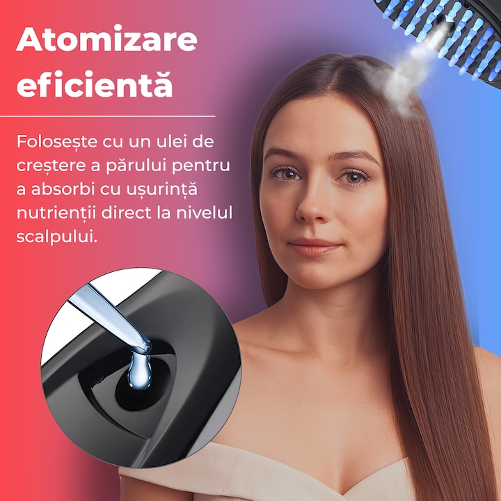 Perie Electrica 4-in-1 pentru Ingrijirea Parului – Regenerare, Masaj & Terapie LED Infrarosu