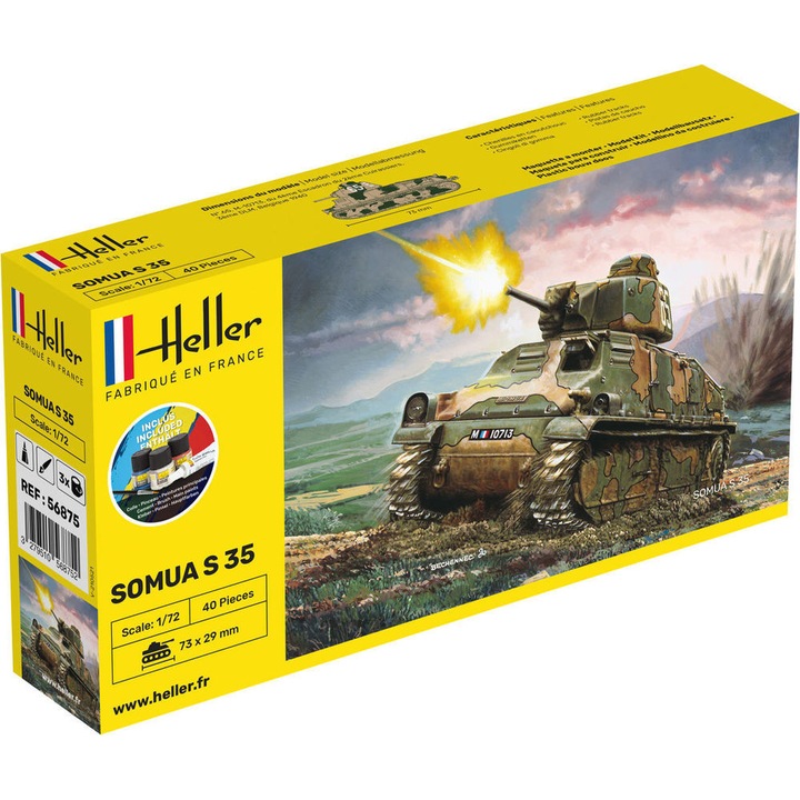 Heller Somua S35 katonai modellkészlet ecsettel és ragasztóval +14 év 1:72 HELL 56875