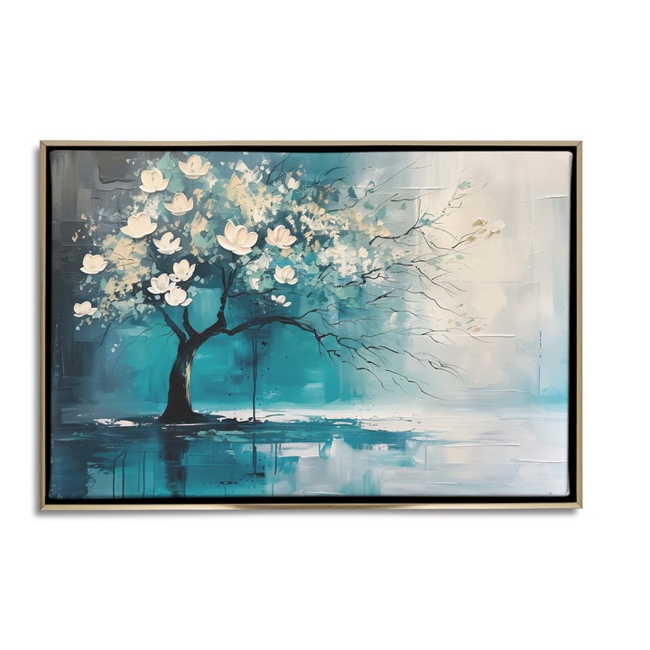 Картина, Декостени, Цветя от бяла магнолия, 120x80 см, Водоустойчив печат, Може да се изтрие без риск от повреда на печатния слой, Екологични мастила, Опъната картина върху рамка, Дървена рамка, 1 картина, Многоцветна
