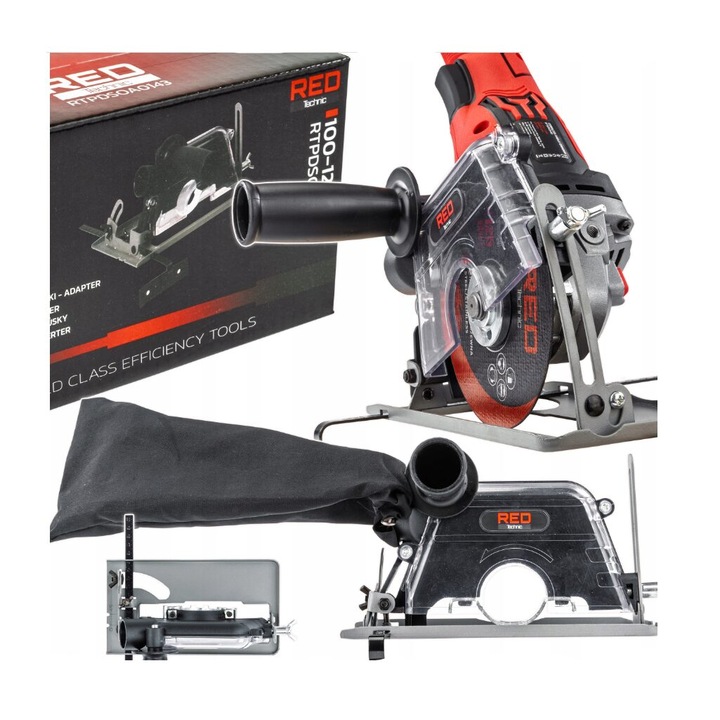 Capac aspirare praf pentru polizor unghiular, flex, 100-125 mm, unghi 0 - 45, cu sac, Red Technic