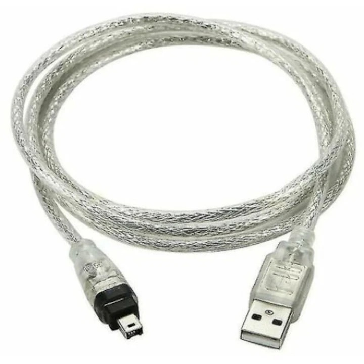 USB към Firewire 1394 адаптерен кабел, 4-пинов, Сребрист, 1.5 м