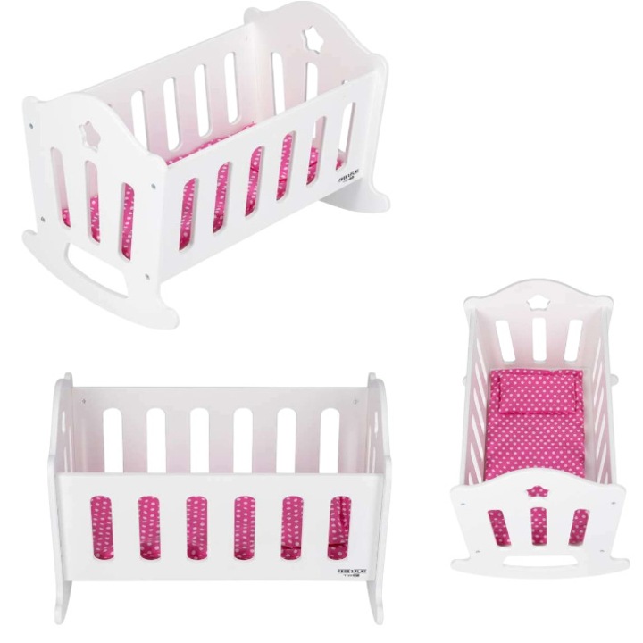 Patut pentru papusi, Free2Play, Cu pernuta confortabila, 46x33x33 cm, 36 luni+, White