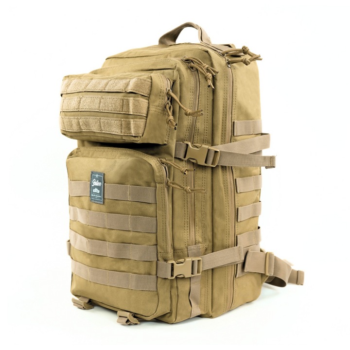Военна туристическа тактическа раница Solier SV21 Harden, Каки, Водоустойчива, MOLLE, Против кражба, С множество джобове и ергономични презрамки, 49L, Кодура, 600D