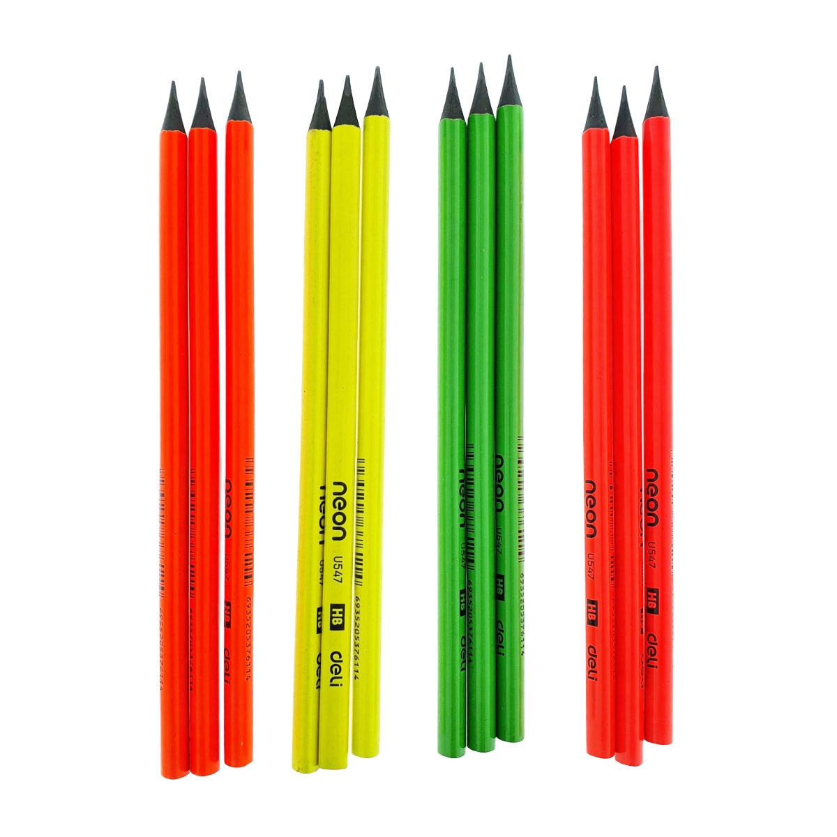 Set 12 creioane HB grafit, NEON U54700 DELI, wood free, corp ...