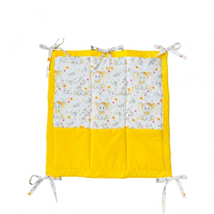 Buzunar organizator patut bebe cu Elefant galben, 53 x 53 cm
