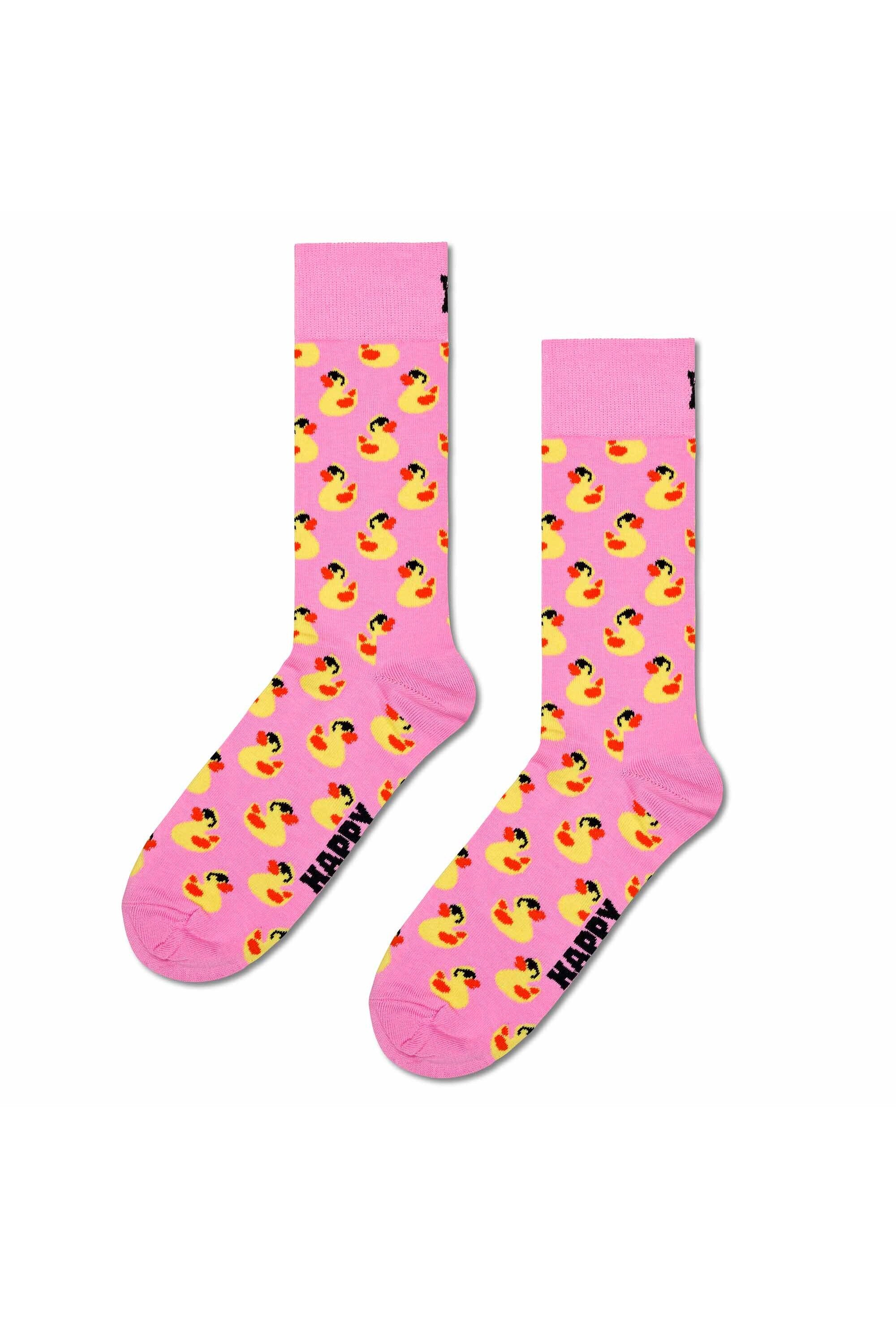 Happy Socks, Set de sosete lungi unisex - 3 perechi, Galben, Roz