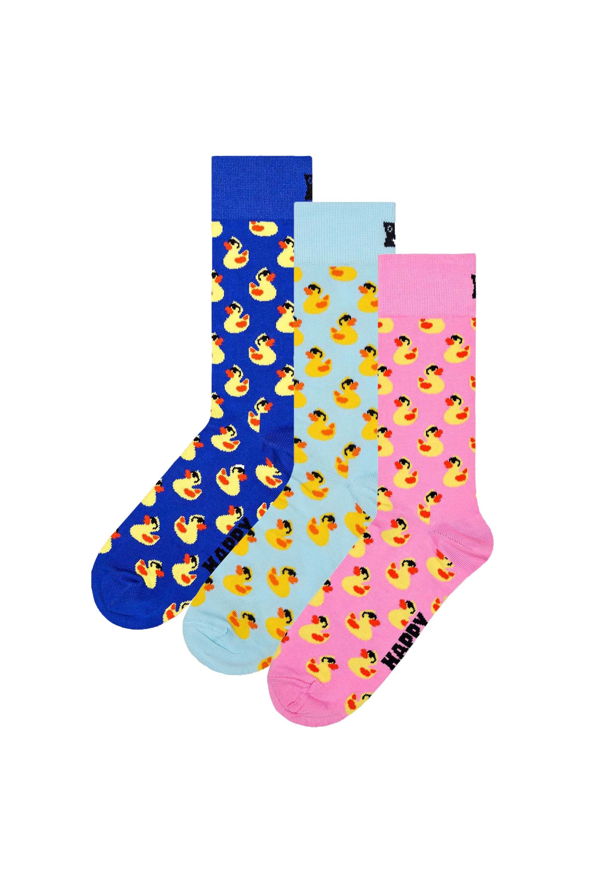 ❤️HAPPY FOR YOU❤️ 3セット Happy Socks, Set de sosete lungi unisex - 3 perechi, Galben, Roz
