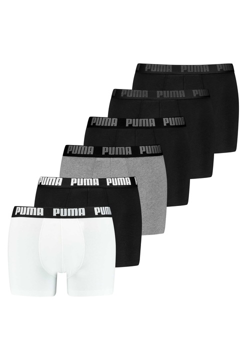 Puma, Set de boxeri uni - 6 perechi, Alb/Negru/Gri